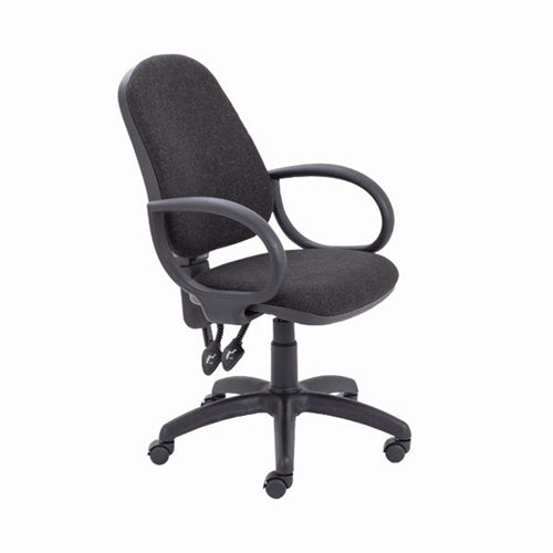 First High Back Operators Chair with Fixed Arms 640x640x985-1175mm Charcoal