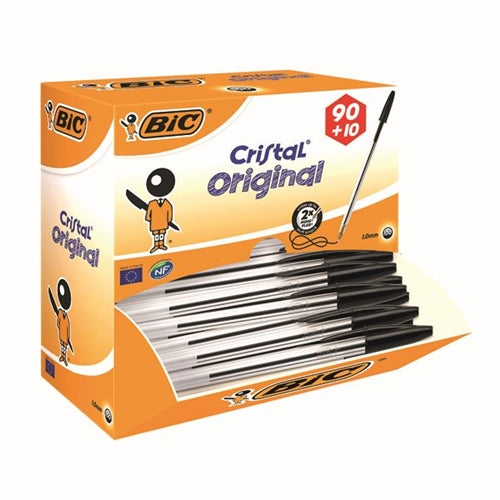 Bic Cristal Ballpoint Pen Medium Black (Pack of 100)