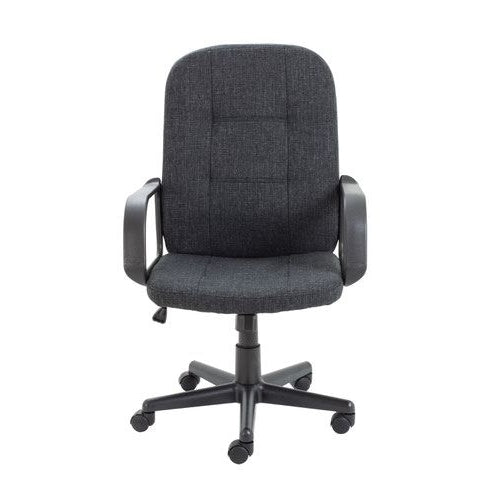 Jemini Jack 2 Executive Swivel Chair with Fixed Arms 620x600x1020-1135mm Fabric Charcoal KF79889