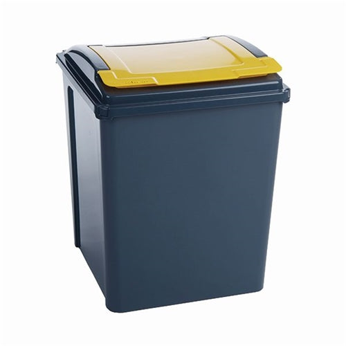 VFM Recycling Bin with Lid 50 Litre Yellow (Dimensions: 390x400x510mm)