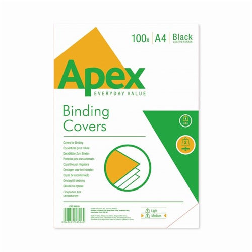 Fellowes Apex A4 Leatherboard Covers Black (Pack of 100)