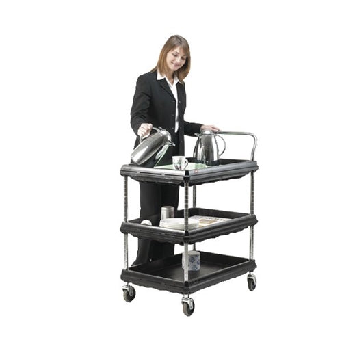 3 Tier Black W832xD546xH1041mm Deep Ledge Trolley