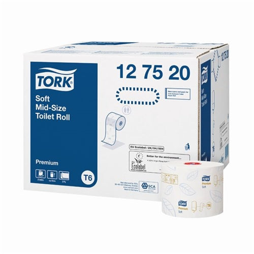 Tork T6 Soft Mid-Size Toilet Roll 2-Ply 90m (Pack of 27)