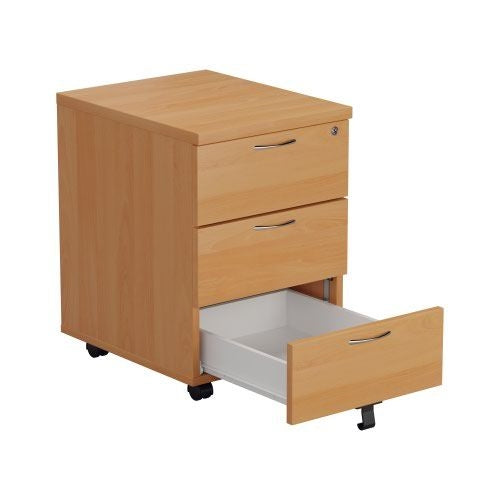 First 3 Drawer Mobile Pedestal 400x500x595mm Beech