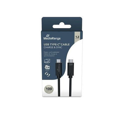 MediaRange USB Type C Cable Charge and Sync USB 3.1 10Gbit 100W Max 1.2m Black