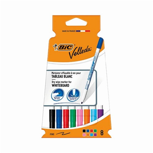 Bic Velleda 1721 Drywipe Marker Fine Assorted (Pack of 8)