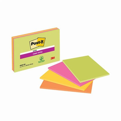 Post-it Super Sticky Meeting 200x149mm Neon Ast (Pack of 4)