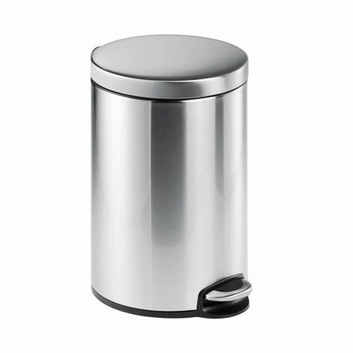 Durable Stainless Steel Pedal Bin Round 12 Litre Silver