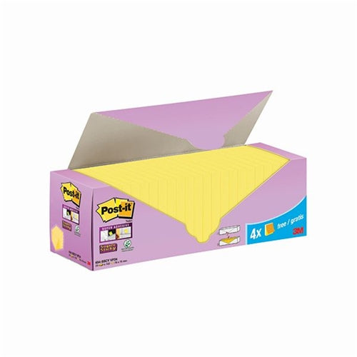 Post-it Super Sticky Notes Canary Yellow Cabinet 76x76mm (Pack of 24)