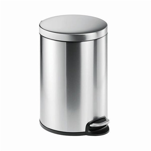 Durable Stainless Steel Pedal Bin Round 20 Litre Silver