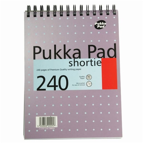 Pukka Pad Ruled Wirebound Metallic Shortie Notepad 240 Pages A5 (Pack of 3)