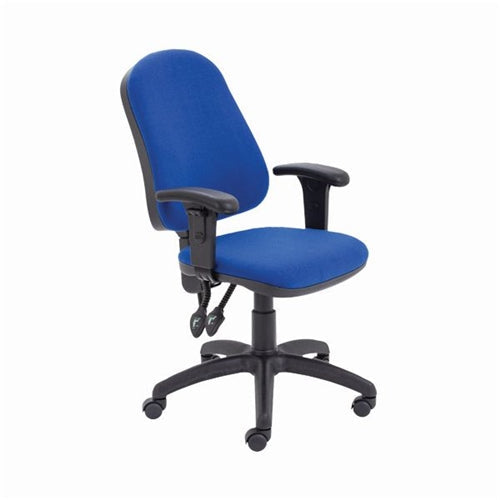 First High Back Operators Chair with T-Adjustable Arms 640x640x985-1175mm Blue