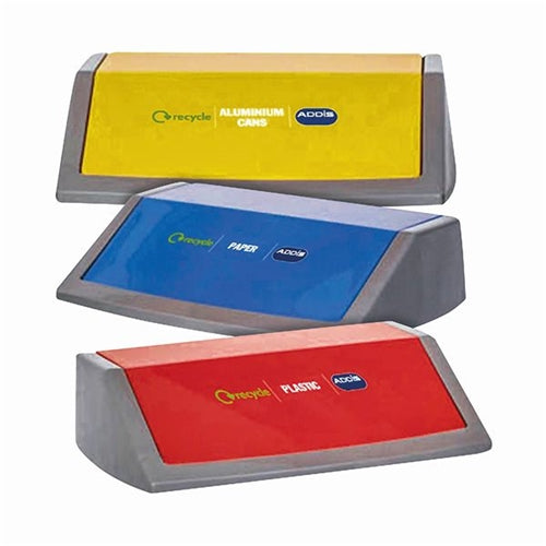 Addis Red/Yellow/Blue Recycling Bin Kit Lids Metallic (Pack of 3)