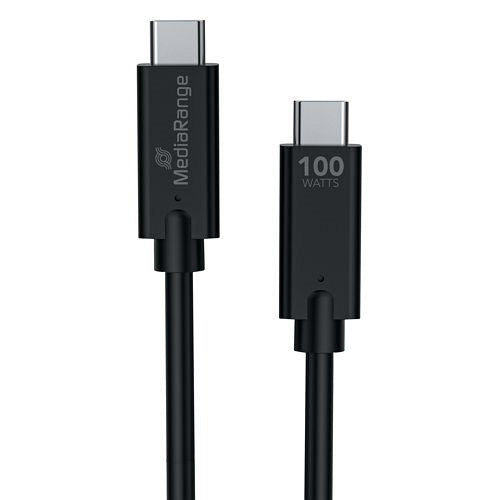 MediaRange USB Type C Cable Charge and Sync USB 3.1 10Gbit 100W Max 1.2m Black