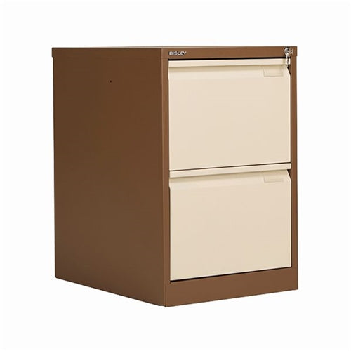 Bisley 2 Drawer Filing Cabinet Lockable 470x622x711mm CoffeeCream