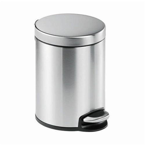 Durable Stainless Steel Pedal Bin Round 5 Litre Silver