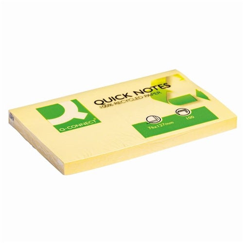 Q-Connect Quick Notes Recycled 76x127mm Yellow (Pack of 12)