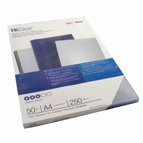 GBC HiClear A4 Binding Cover 250 Micron Clear (Pack of 50)