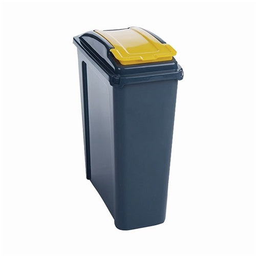 VFM Recycling Bin With Lid 25 Litre Yellow (Dimensions: 190 x 400 x 510mm)