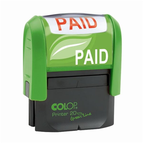 COLOP Green Line Word Stamp PAID Red