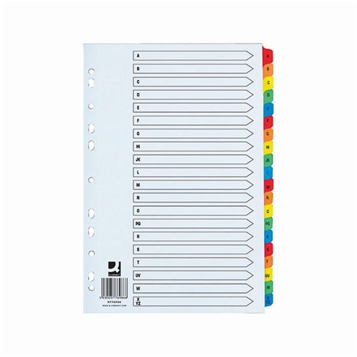 Q-Connect 20 Part A-Z Index Extra Wide Reinforced Multi-Colour Tabs