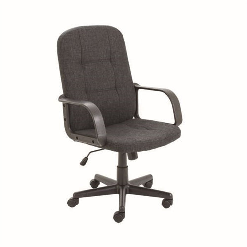 Jemini Jack 2 Executive Swivel Chair with Fixed Arms 620x600x1020-1135mm Fabric Charcoal KF79889