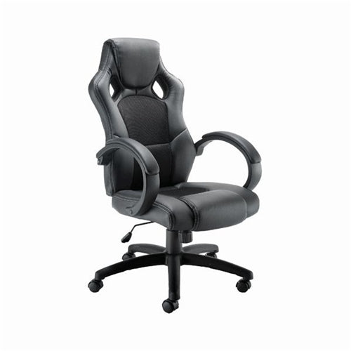 Arista Bolt Executive Racing Chair 620x670x1080-1170mm Leather Look and Mesh Back Black