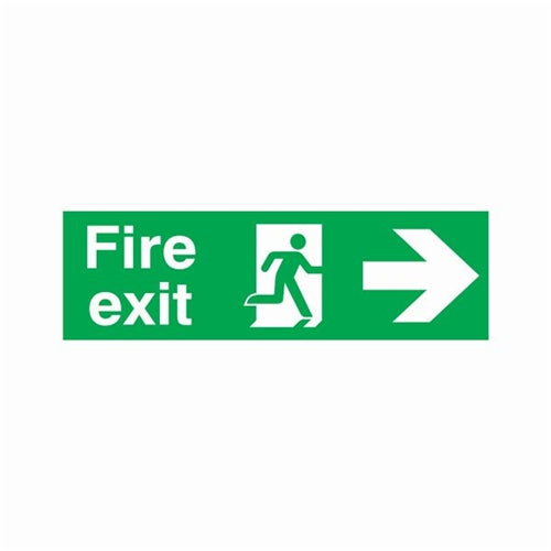 Safety Sign Fire Exit Running Man Arrow Right 150x450mm PVC