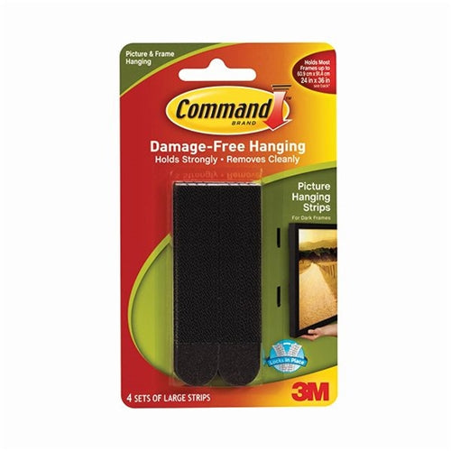 3M Command Large Picture Hanging Strips Black (Pack of 4)