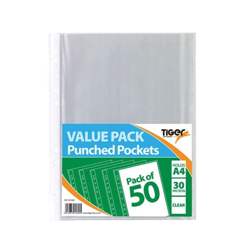 A4 Punched Pockets 30 Micron 10x50 Pockets (Pack of 500)