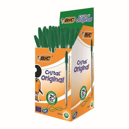 Bic Cristal Ballpoint Pen Medium Green (Pack of 50)