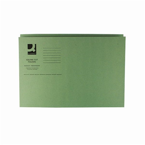 Q-Connect Square Cut Folder Mediumweight 250gsm Foolscap Green (Pack of 100)