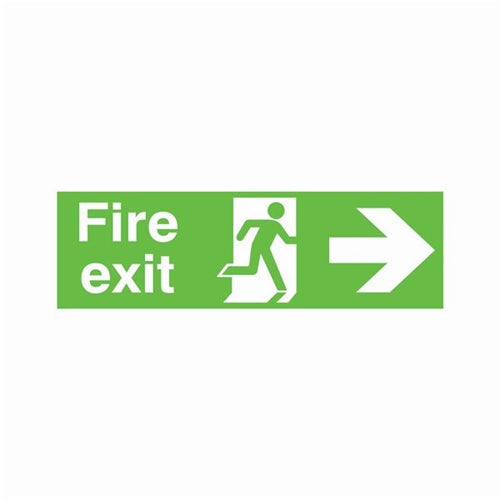 Safety Sign Niteglo Fire Exit Running Man Arrow Right 150x450mm PVC