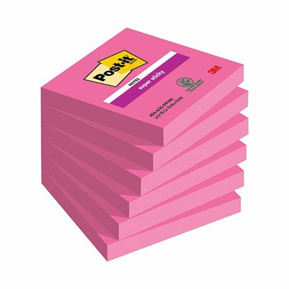 Post-it Notes Super Sticky 76x76mm Fuchsia 90 Sheets (Pack of 6)