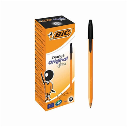 Bic Orange Fine Ballpoint Pen Black (Pack of 20)