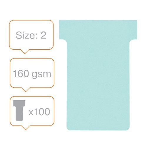 Nobo T-Card Size 2 48 x 85mm Light Blue (Pack of 100)