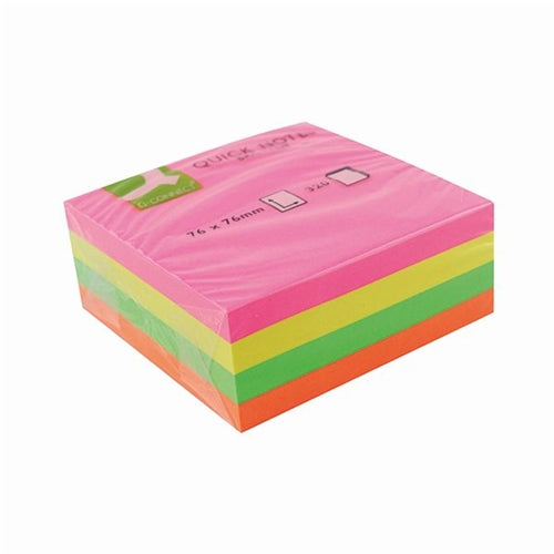 Q-Connect Quick Note Cube 76 x 76mm Assorted Neon