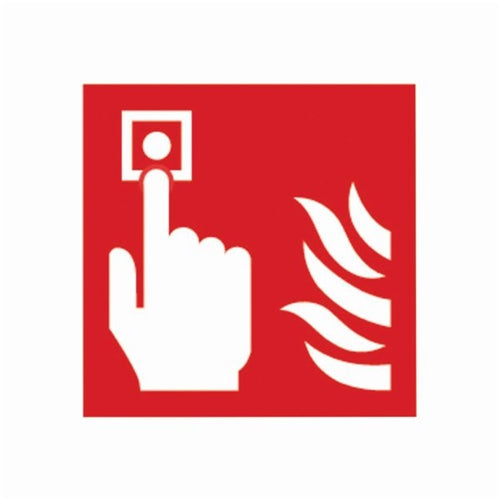 Safety Sign Fire Alarm 100x100mm Self-Adhesive (Pack of 5)