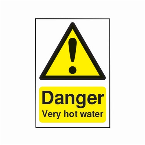 Safety Sign Danger Very Hot Water 75x50mm Self-Adhesive