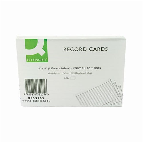 Q-Connect Record Card 152x102mm Ruled Feint White (Pack of 100)