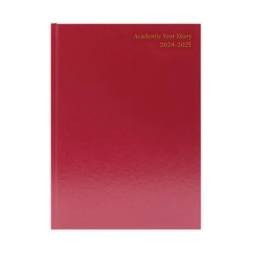 Academic Diary Day Per Page A4 Burgundy 2024-25