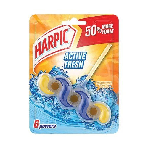 Harpic Active Fresh Toilet Rim Block 6 Powers Sparkling Citrus 35g