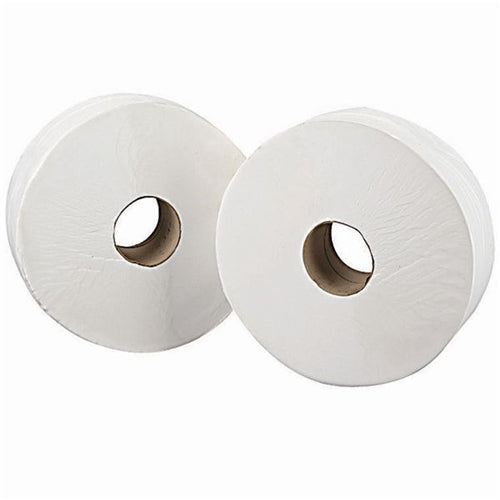 2Work Jumbo Toilet Roll 2-Ply White 92mmx410m Core 76mm (Pack of 6)