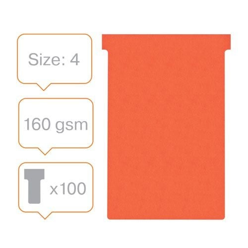 Nobo T-Card Size 4 112 x 180mm Red (Pack of 100)