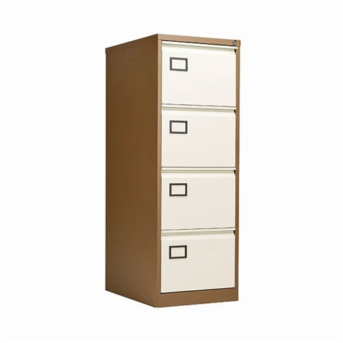 Jemini 4 Drawer Filing Cabinet Lockable 470x622x1321mm CoffeeCream