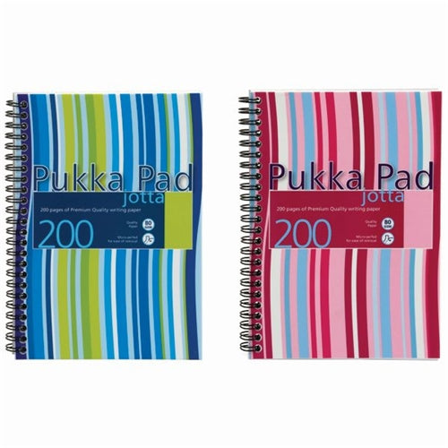 Pukka Pad Stripes Polypropylene Wirebound Jotta Notebook 200 Pages A5 BluePink (Pack of 3)