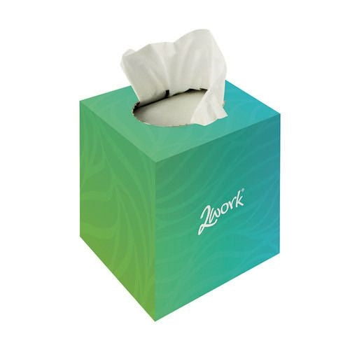 2Work Facial Tissue Cube Box 70 Sheets 2-Ply (Pack of 24)