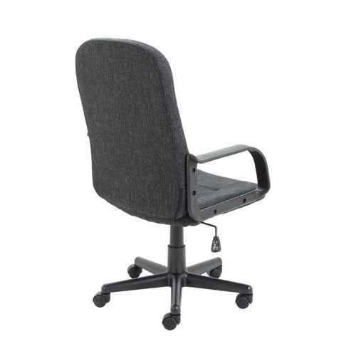 Jemini Jack 2 Executive Swivel Chair with Fixed Arms 620x600x1020-1135mm Fabric Charcoal KF79889