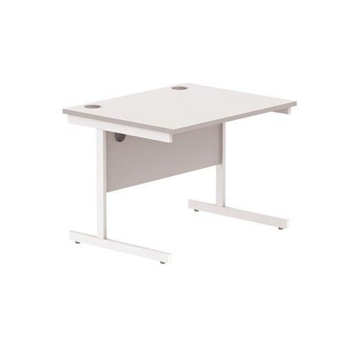 Astin Rectangular Single Upright Cantilever Desk 800x800x730mm WhiteWhite