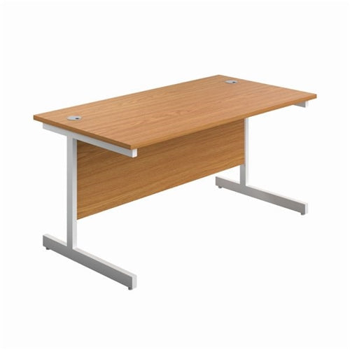 First Rectangular Cantilever Desk 1400x800x730mm Nova OakWhite